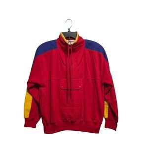 Vintage Chinawear Colorblock Quarter Zip Sweatshirt Red Blue Yellow MENS‎  M A11